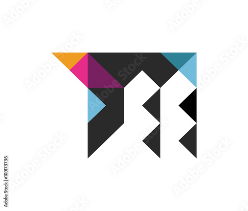 M Flip or fold logo alphabet for branding. vector