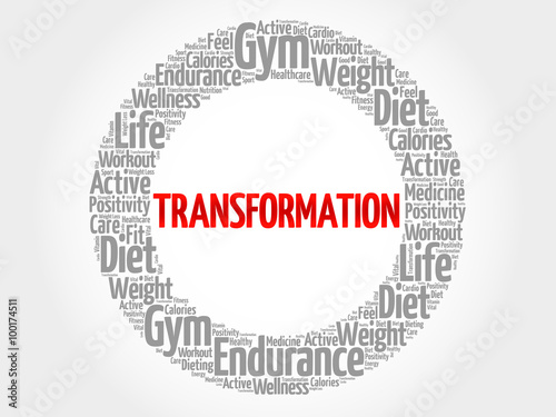 TRANSFORMATION word cloud, fitness, sport, health concept