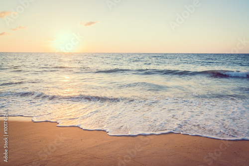 Sunset with sea and beach