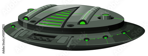 Round spaceship on white background