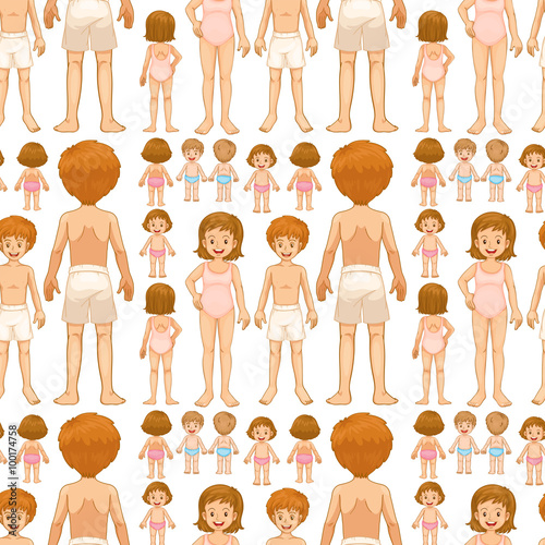 Seamless boy and girl in different ages