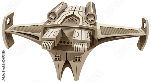 Modern spaceship with wings