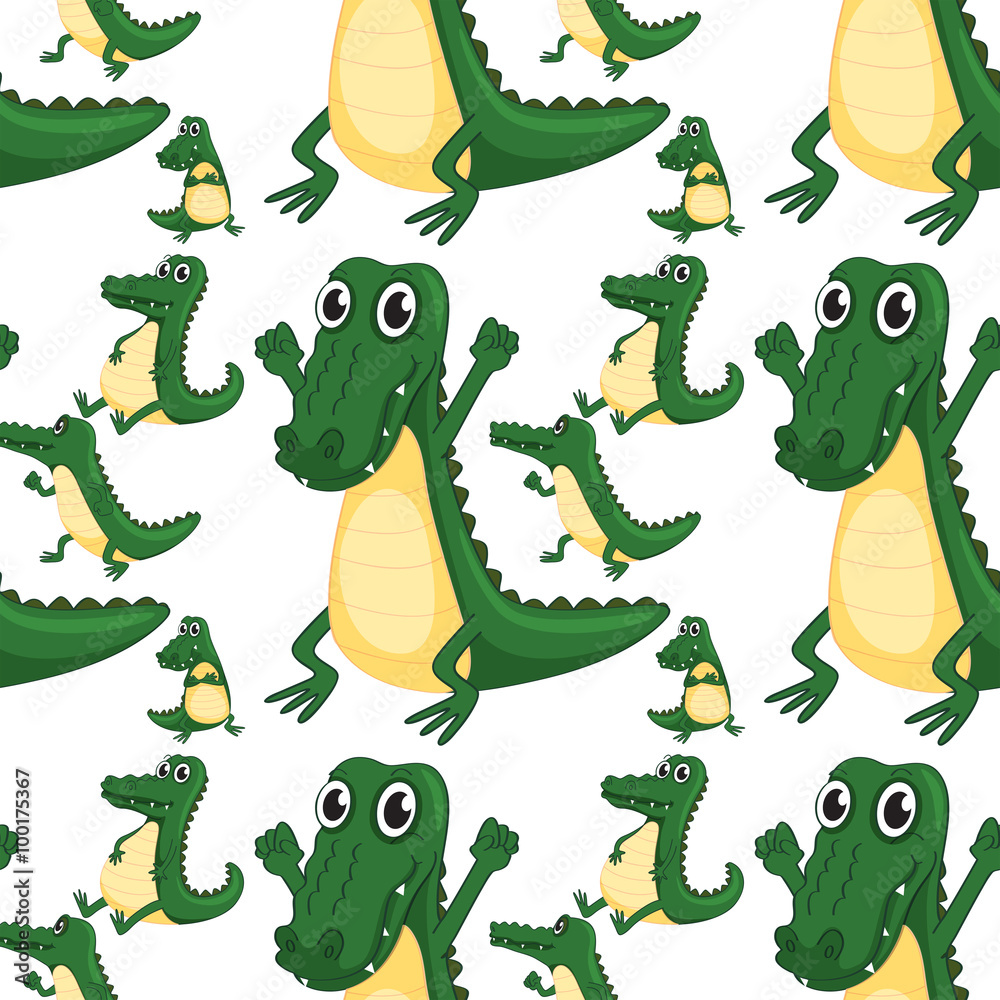 Fototapeta premium Seamless green aligators smiling