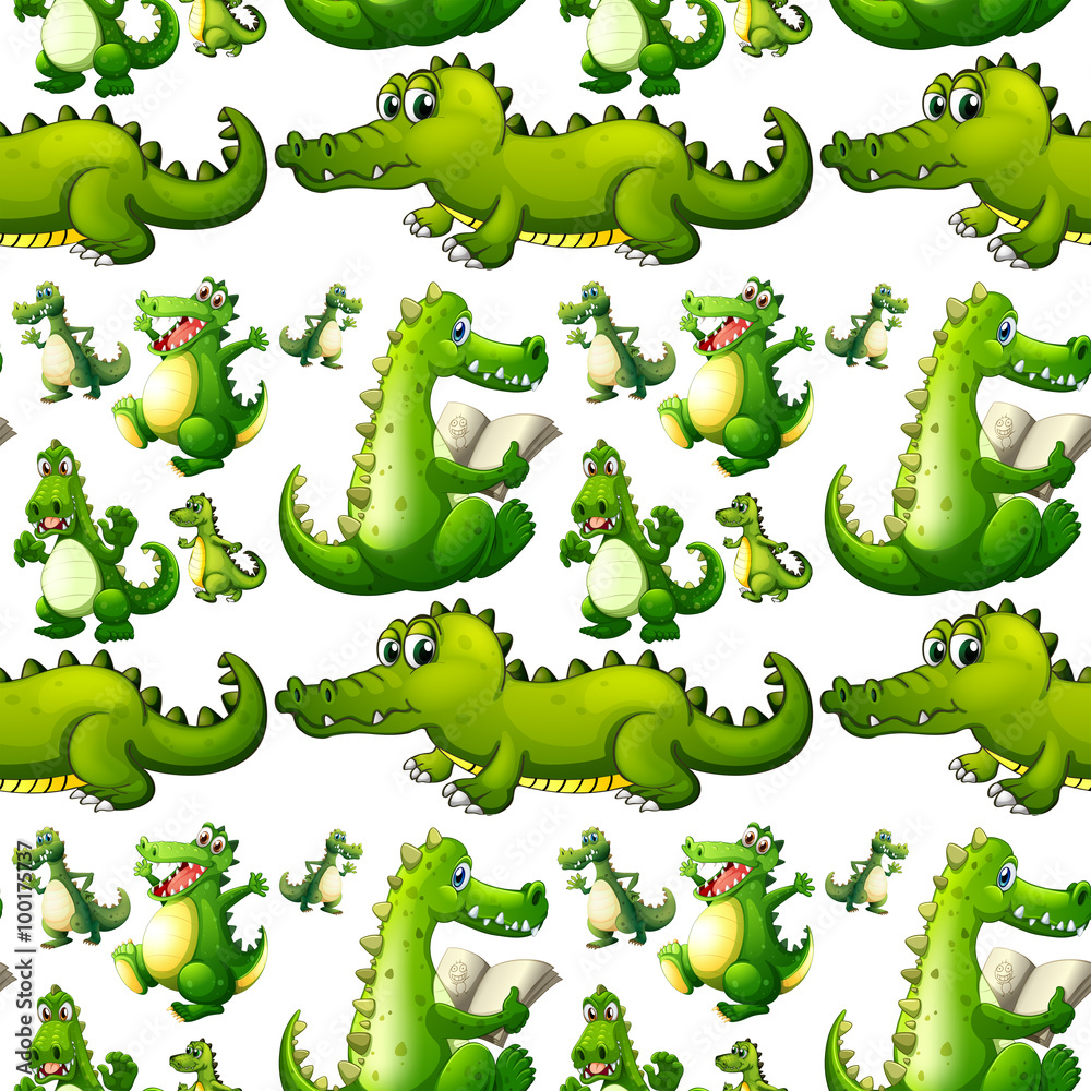 Fototapeta premium Seamless crocodile doing activities