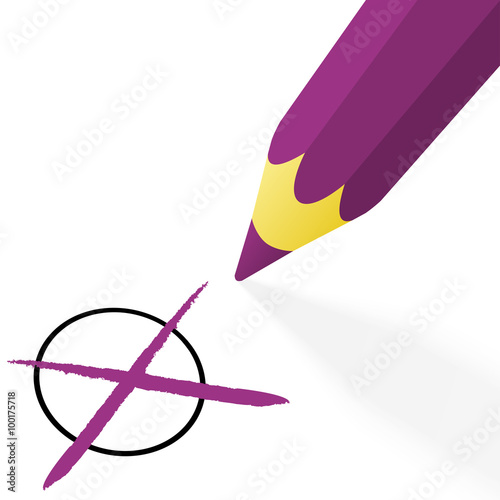 purple pencil with cross