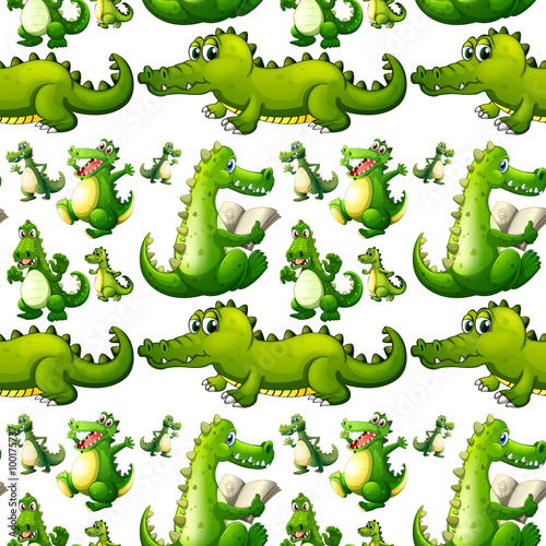 Seamless crocodile doing activities