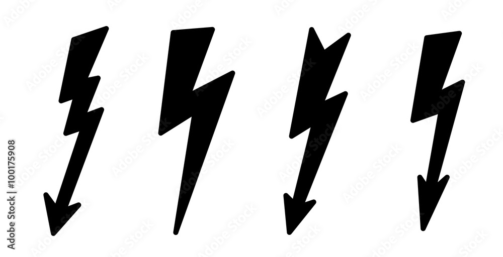 Vector illustration icon of black lightning. Vector illustration icon of black lightning.