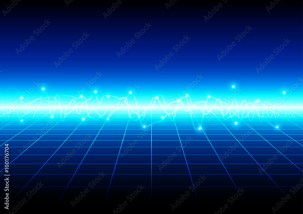 abstract blue light with grid technology background. vector illu
