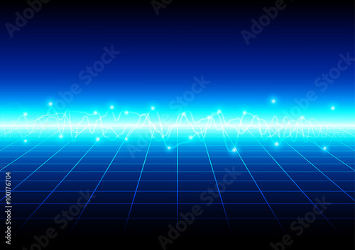 abstract blue light with grid technology background. vector illu