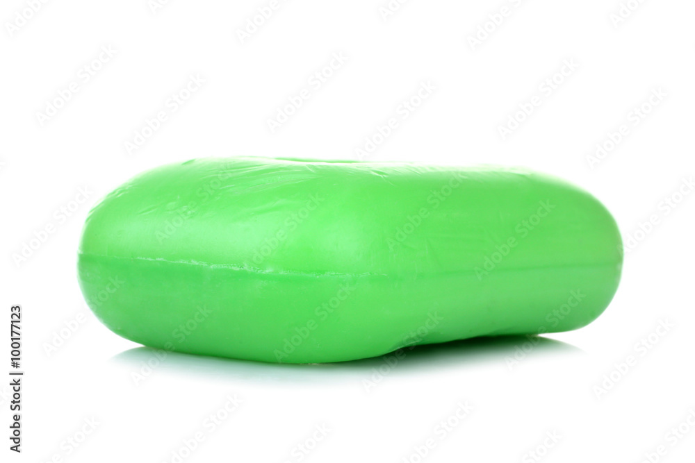 natural green soap on a white isolated background