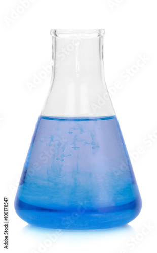 flask for laboratory tests reagent blue