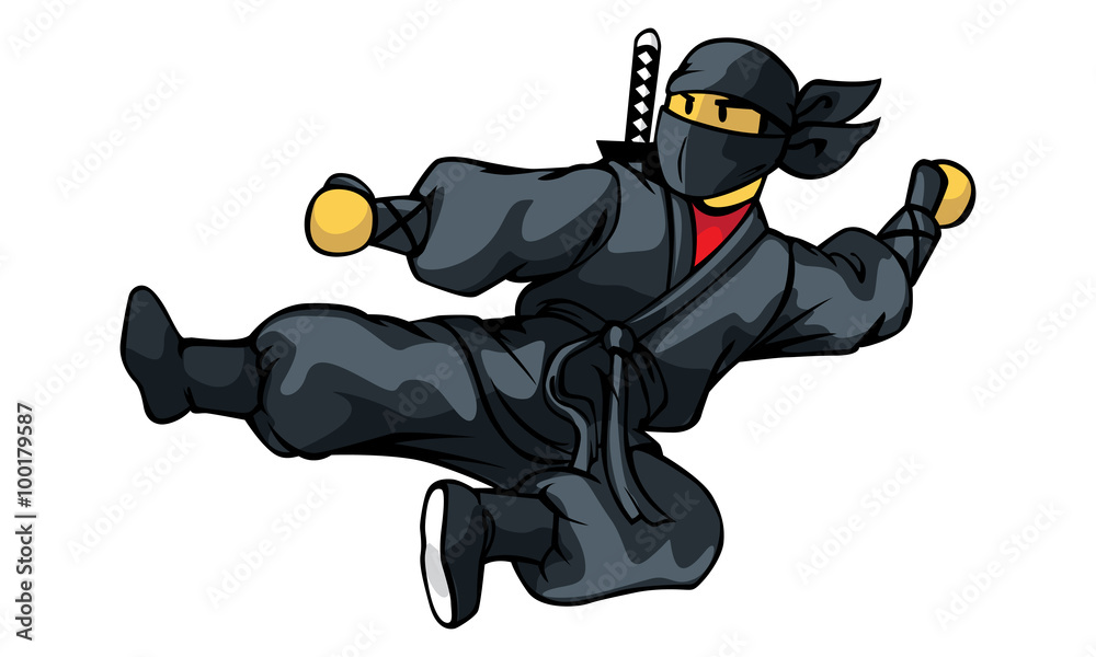 Ninja Jump Kick vector de Stock Adobe Stock