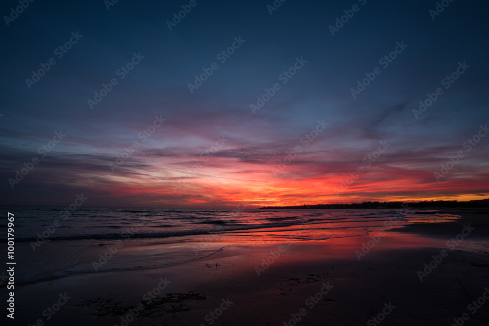 Sunset on a beach in the Mediterranean - Sicily
