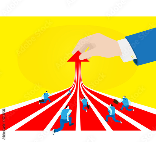 Business: Running to success / All businessman ran toward the higher goals.