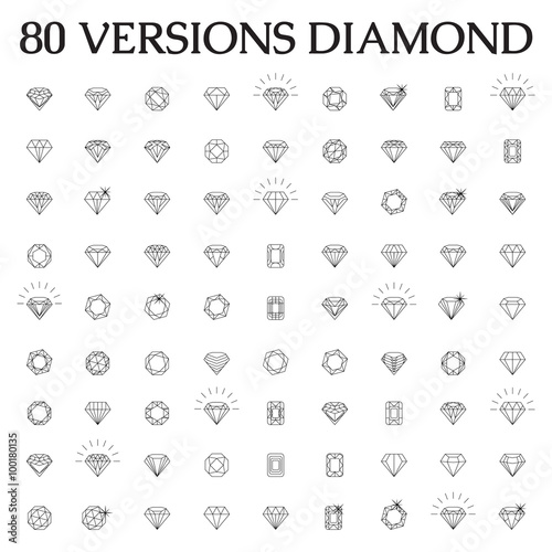 Diamonds, a large set of different versions of the diamond stone