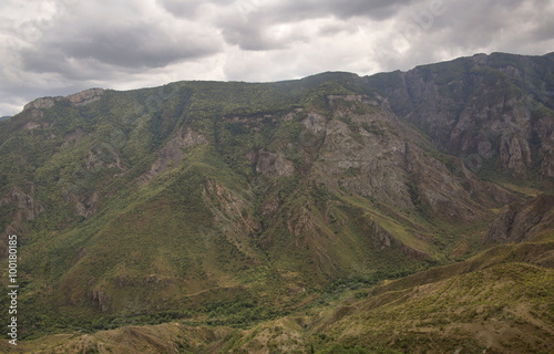 Mountain landscape. The landscape in Armenia (Tatev). The canyon next to the cable car "Wings of Tatev". 