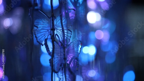 Light Twinkling Colors Decoration. Abstract Blurred Bokeh Background. Blinking Garland. Lights Twinkling. 