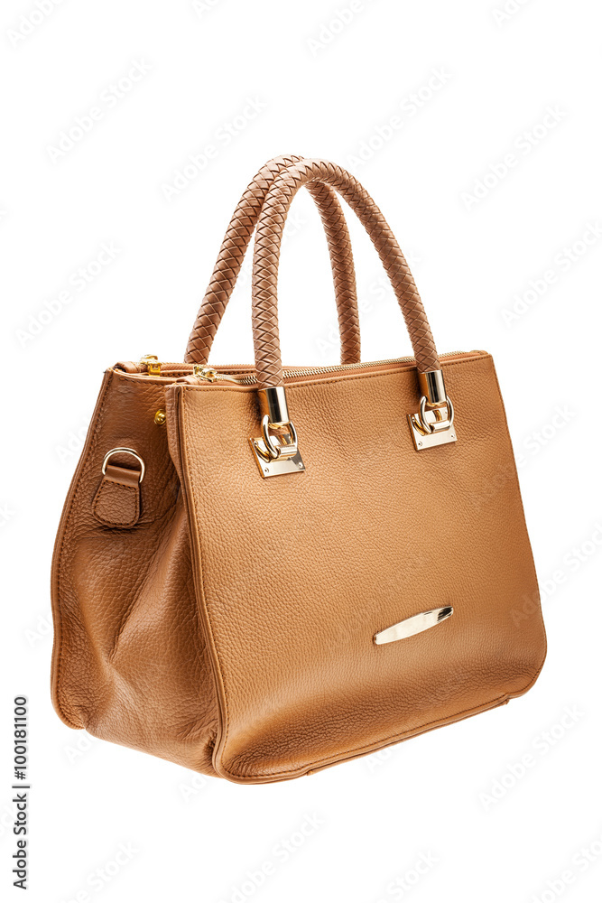 Brown womens bag isolated on white background. Brown womens bag isolated on white background.