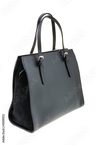 Black womens bag isolated on white background.