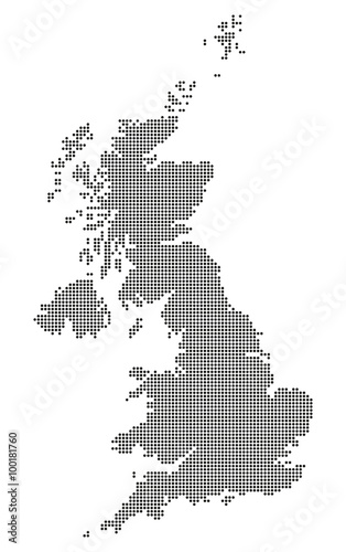 Karte von Großbritannien - gepunktet (Schwarz)