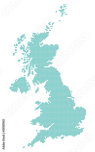 Karte von Großbritannien - gepunktet (Türkis)