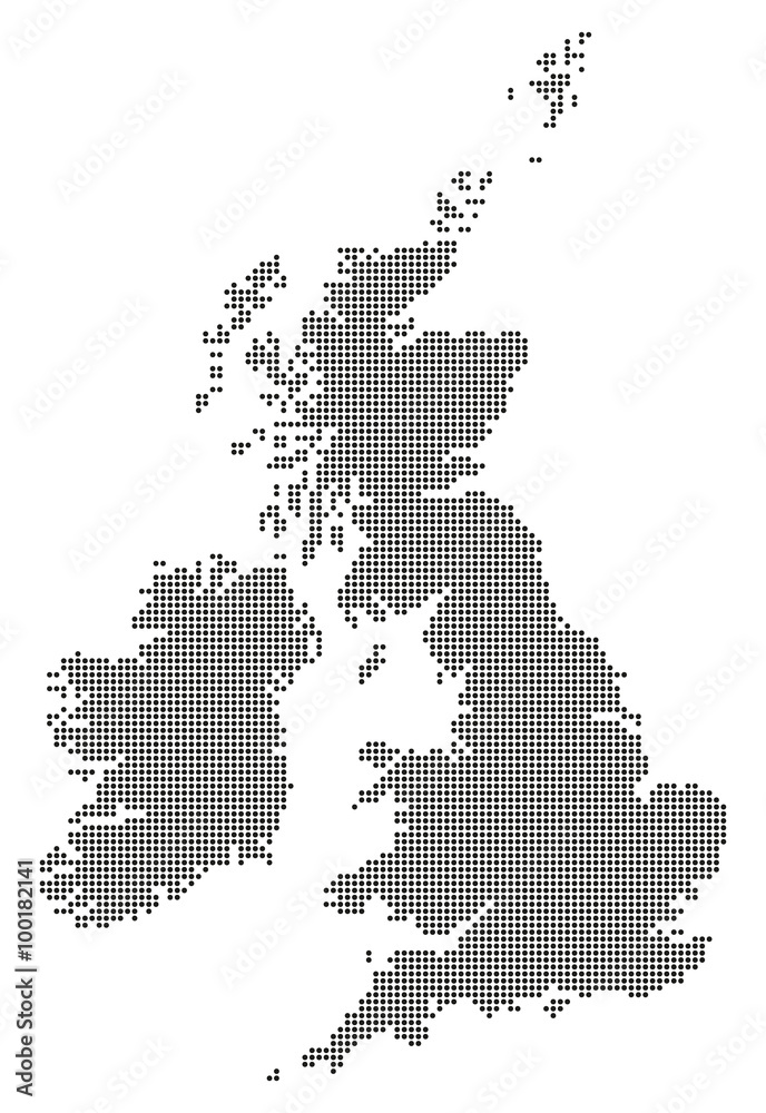 Obraz premium Karte von Großbritannien & Irland - gepunktet (Schwarz)