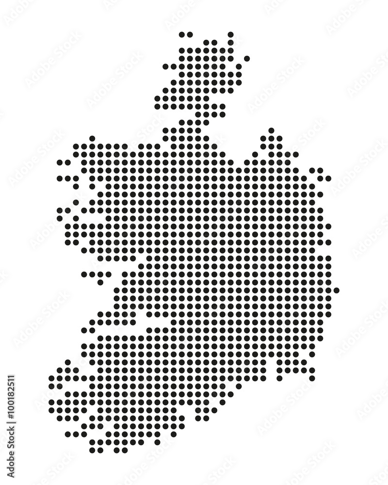 Karte von Irland - gepunktet (Schwarz)