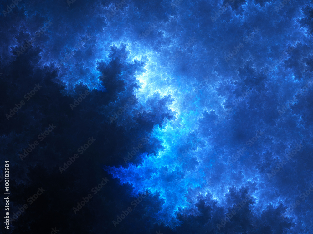 Blue glowing spherical fractal