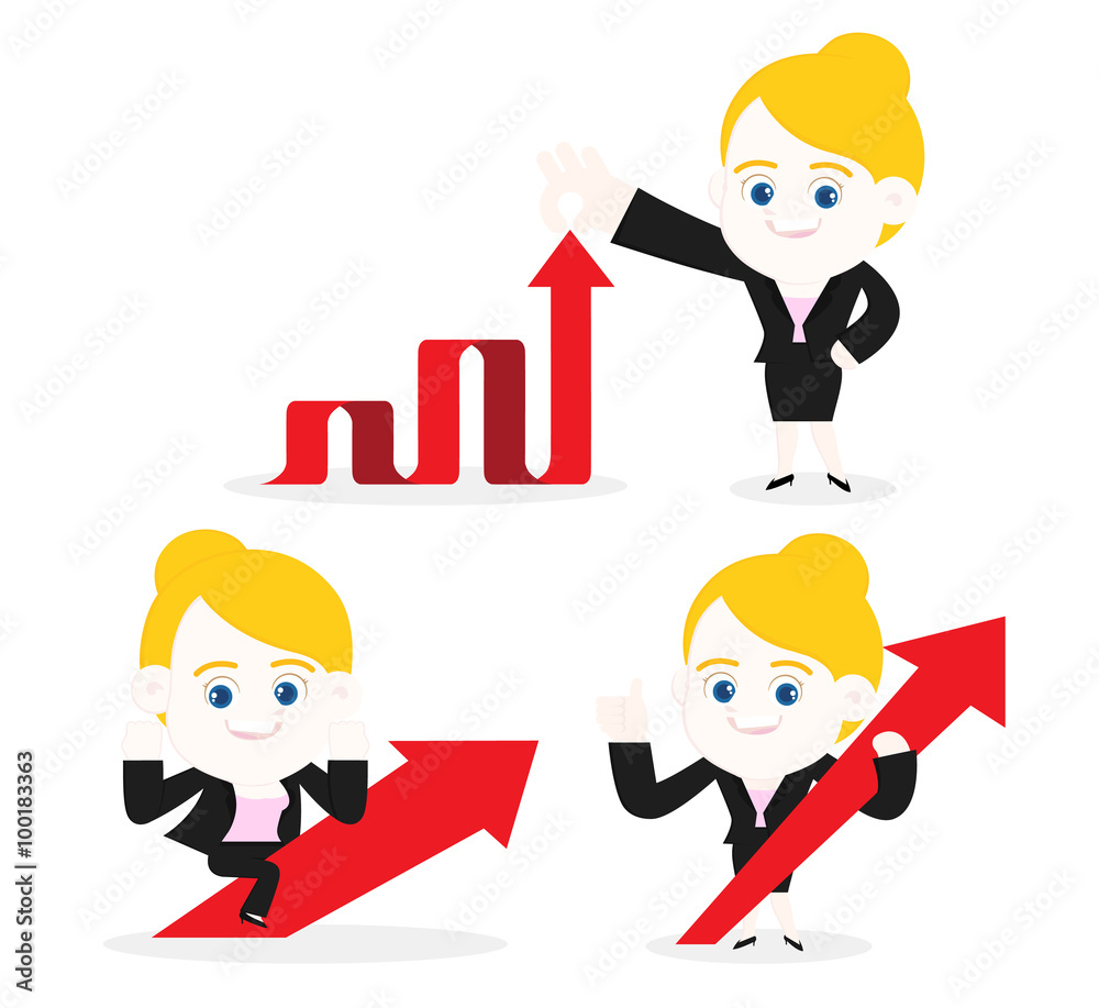 Business woman with up arrows / A business woman with up arrows. Business woman with up arrows / A business woman with up arrows.
