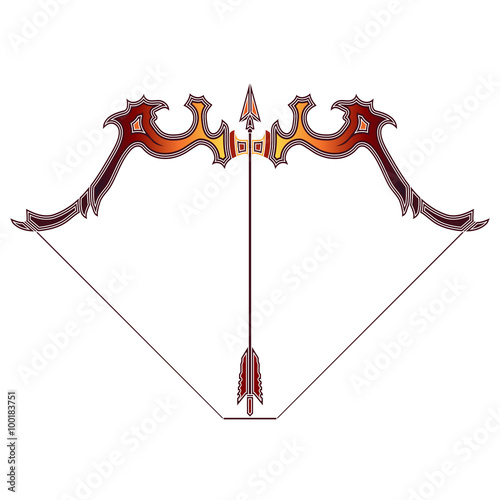 Bright bow and arrow, zodiac Sagittarius sign