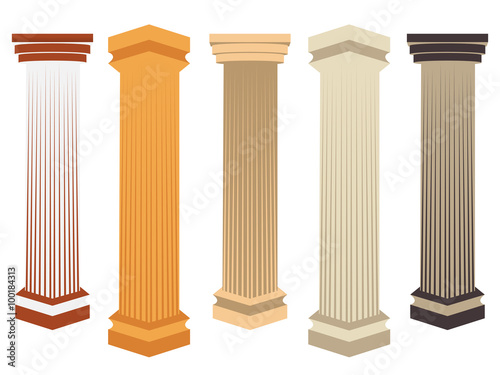 Column. Doric, Roman style. Set of columns. Vector illustration.