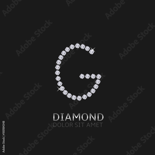 Letter G with gemstones