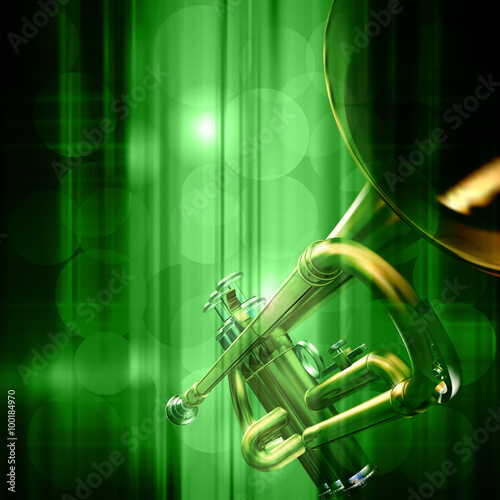 abstract grunge background with trumpet