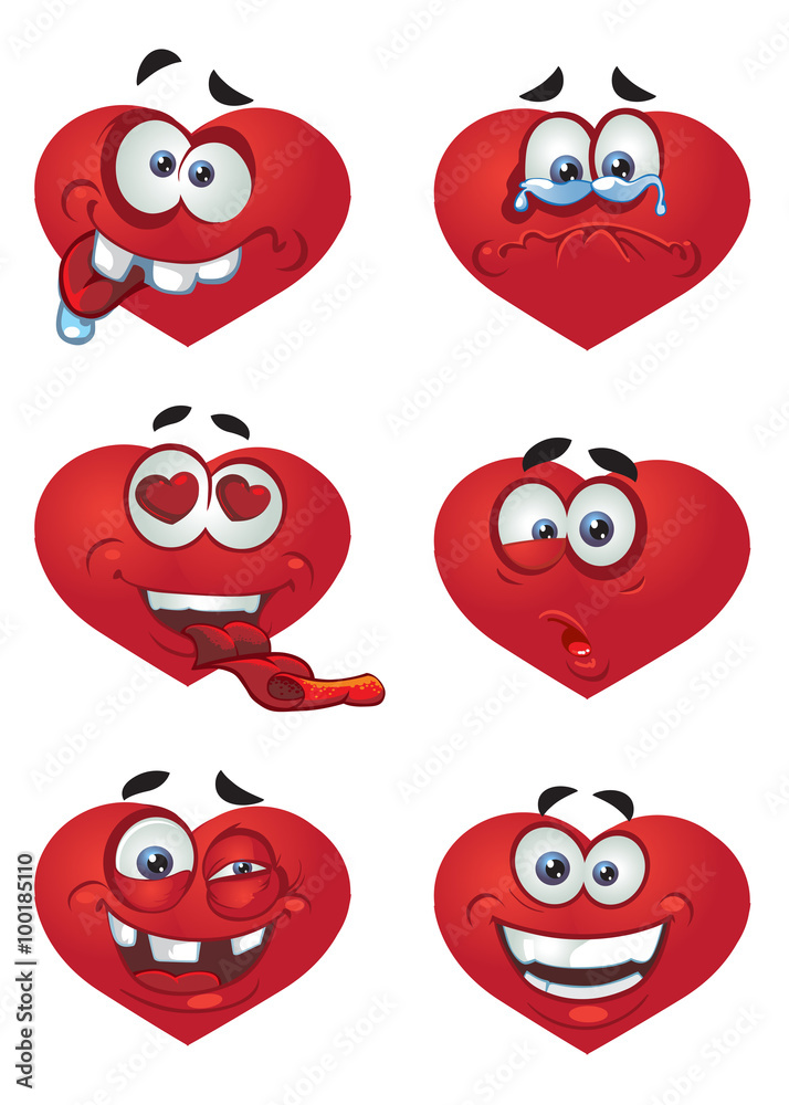 Fototapeta premium Set of batch a Heart Valentine`s day smiles
