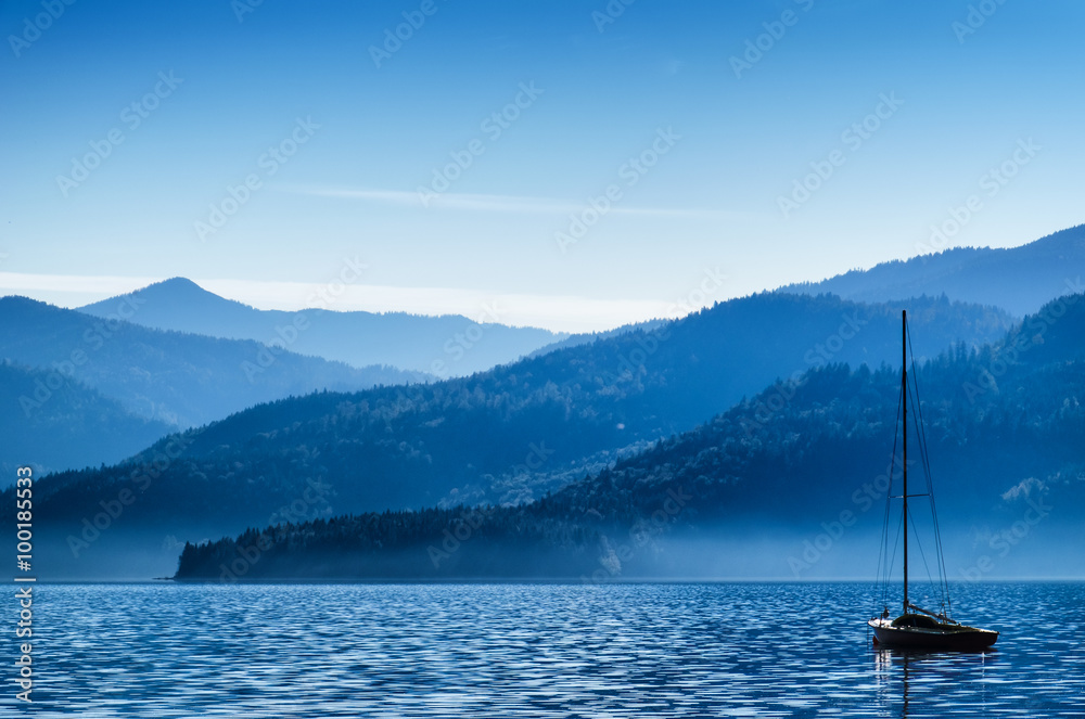 sailboats and mountains