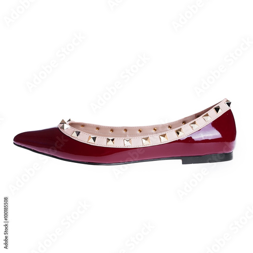 Pair of female summer shoe on white background