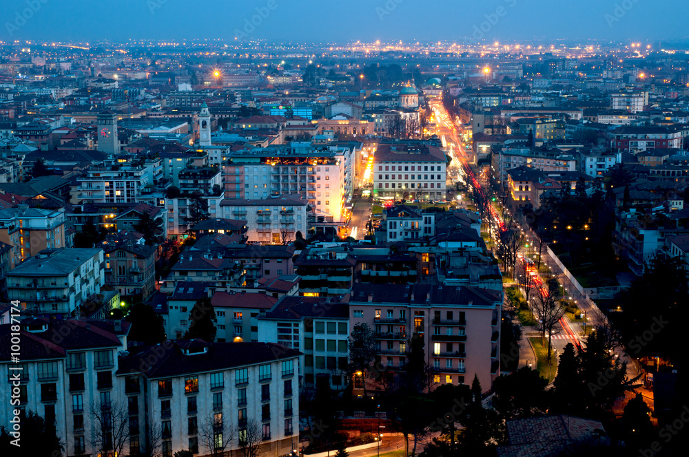 Night view of Bergamo