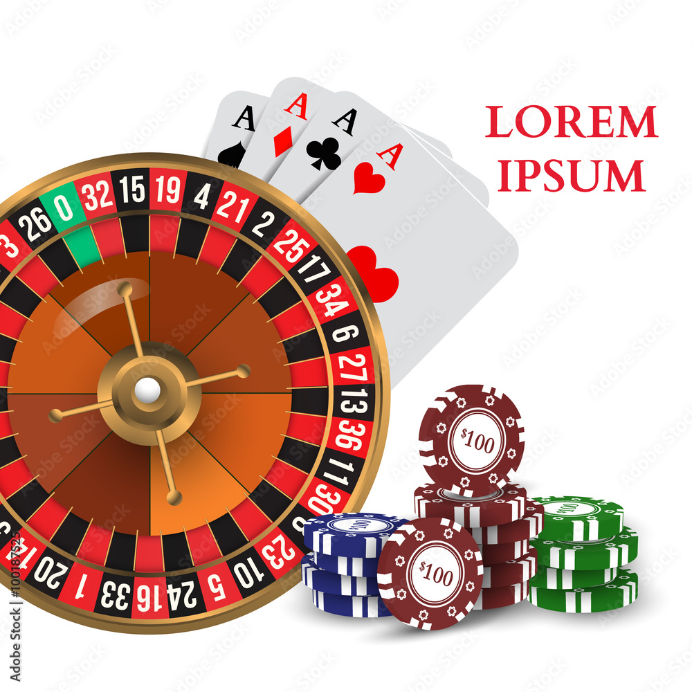 Casino Roulette Playing Cards witn Chips. Vector Casino Roulette Playing Cards witn Chips. Vector