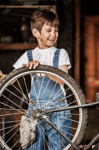 Children mechanics, bicycle repair