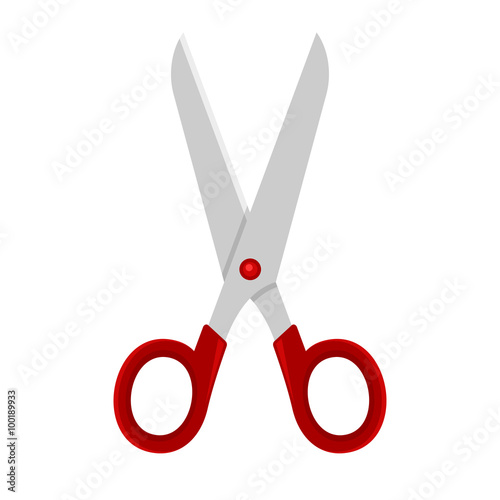 Red Scissors on White Background. Vector