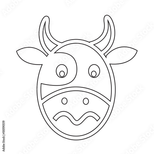 Cow Face emotion Icon Illustration sign design