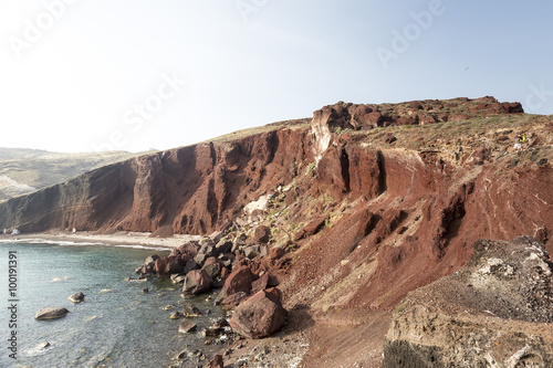 Perissa beach (Black Beach) on Santorini island, Greece