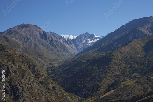 Yerba Loca nature reserve in the Andes Mountains close to Santiago, capital of Chile. A glacial valley at an altitude of around 2,000 metres.  © JeremyRichards