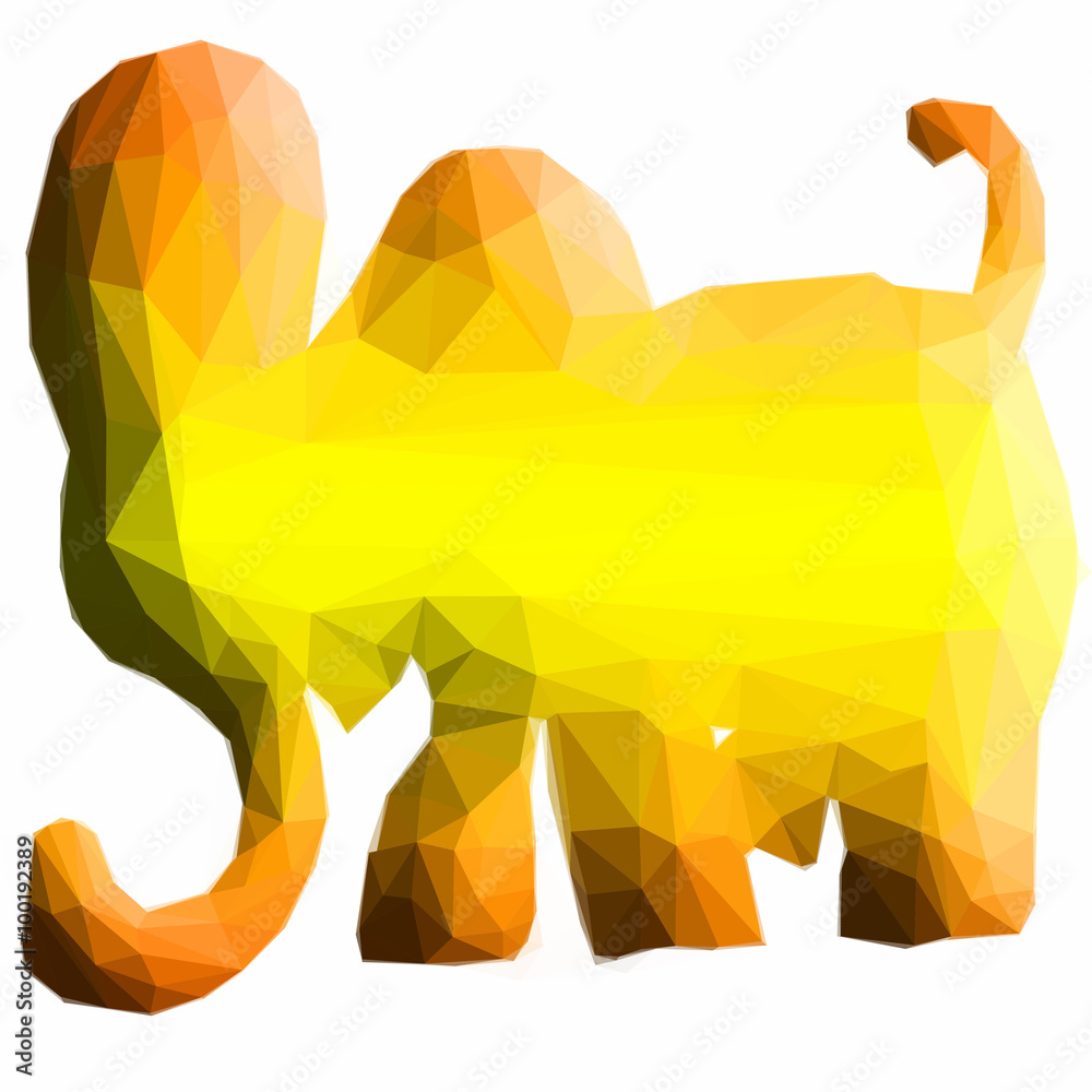 Low poly design yellow elephant triangular Low poly design yellow elephant triangular