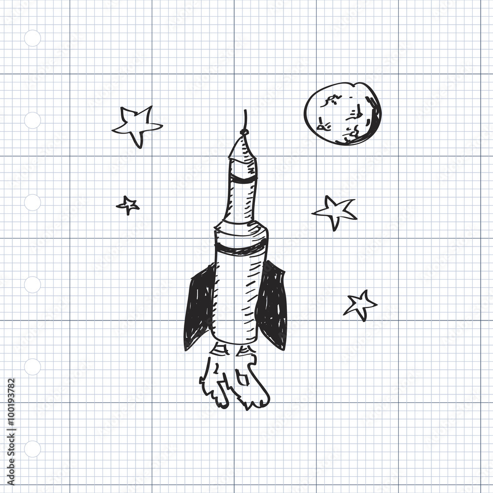 Simple doodle of a space rocket