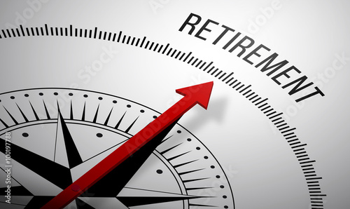 3D rendering of a compass with a Retirement icon.