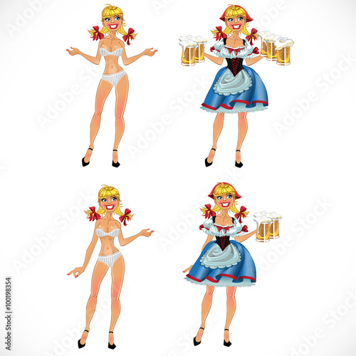 Oktoberfest blond girl with beer - doll for dressing