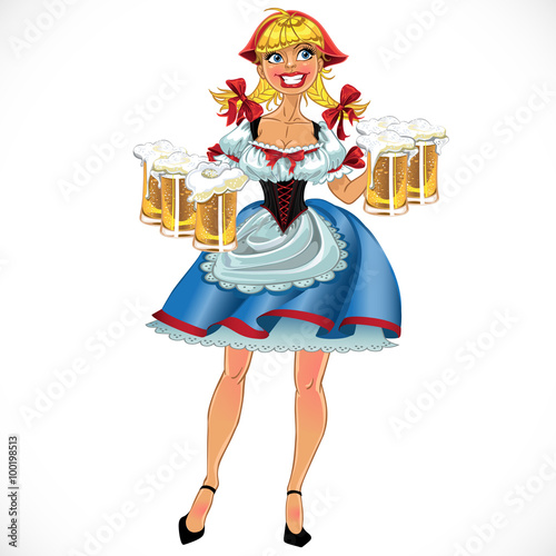 October fest blond girl with beer vector
