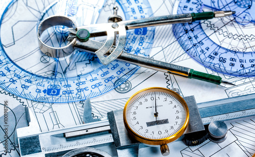 Quadro su tela Technical drawing and tools