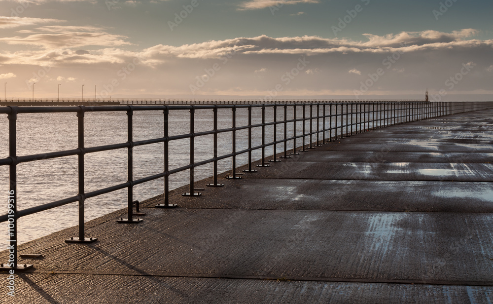 Safety railings on Swansea West Pier South Wales